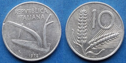 ITALY - 10 Lire 1972 R "plow / Wheat Ears" KM# 93 Republic Lira Coinage - Edelweiss Coins - Andere & Zonder Classificatie