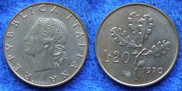 ITALY - 20 Lire 1970 R "oak Leaves" KM# 97.2 Republic - Edelweiss Coins - Andere & Zonder Classificatie