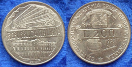 ITALY - 200 Lire 1996 R "Centennial - Customs Service Academy" KM# 184 - Edelweiss Coins - Autres & Non Classés