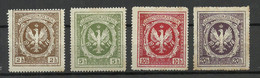 POLEN Poland 1916 Legionistam Polskim Für Polnische Legionäre Legion, 4 Stamps * - Unused Stamps