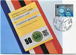 BELGIQUE CARTE MAXIMUM DU N°1836 50e ANNIVERSAIRE DE LA CREATION DE LA FEDERATION ROYALE..... AVEC OBL BRUXELLES 12-3-77 - 1971-1980