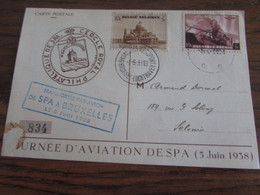 Carte (telle Quelle) De La Journée D'AVIATION De SPA-MALCHAMPS En 1938 - Storia Postale