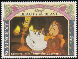 St. Vincent 1992 MH Sc 1770 5c Lumiere, Mrs Potts, Cogsworth Disney's Beauty And The Beast - St.Vincent (1979-...)