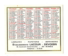 Calendrier Etablissemnt Lacour Devoisin 1979 - Small : 1971-80