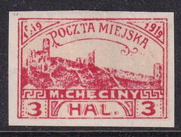 POLAND Checiny Local 1919 3 Hal Imperf Mint - Errors & Oddities