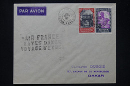 SOUDAN - Enveloppe De Kayes Pour Dakar Par Voyage Aérien D’Étude En 1937 - L 80540 - Cartas & Documentos