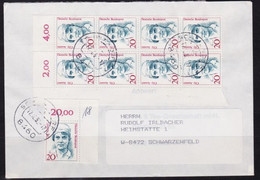 Bund 20 Pfennig Frauen In MEF 9 Auf Brief Schwandorf Nach Schwarzenfeld  ( Nur Bogenmarken/Ecken ) - Covers