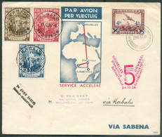 Lettre Affr. Mixte Belgique PA 4Fr./5Fr. + Congo Belge Série Astrid 1Fr.25/2Fr.50 De BRUXELLES 23-10-1936 Et Retour KABA - Cartas & Documentos