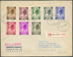 Série JOSEPHINE-CHARLOTTE obl. Sc KOEKELBERG sur Lettre Recommandée Du 13-1-1938 Vers Paris- 16686 - Storia Postale