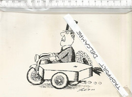 D1 / Press Catoon / BD Humour Dessin De PRESSE  // LEON // Copenhague DANEMARK  Side Car CERCEUIL Croque Mort - Drawings