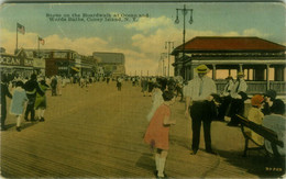 NEW YORK - SCENE ON THE BOARDWALK AT OCEAN AND WARDS BATHS CONEY ISLAND - 1910s  BG10468) - Ellis Island