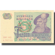 Billet, Suède, 5 Kronor, 1981, 1981, KM:51d, TTB+ - Schweden