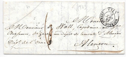 LAC - 1843 - T15 BOURBON VENDEE Sur Lettre Pour ALENCON Transit ANGERS  - Taxe Manuscrite 6 Décimes - 1801-1848: Précurseurs XIX