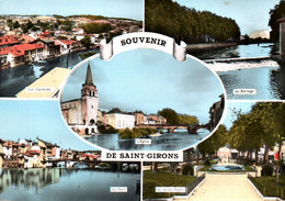 5124 Carte Postale  SAINT GIRONS Vue Générale, Le Pont , Le Barrage, Le Jardin Public     09 Ariège - Saint Girons