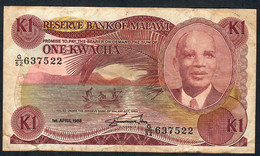 MALAWI P19b 1 KWACHA 1988 #G/52     VF  NO P.h. - Malawi