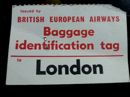 TICKET BAGAGE : BRITISH AIRWAYS _ IDENTIFICATION _ LONDRES - Etiquetas De Equipaje