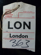TICKET BAGAGE : BRITISH EUROPEAN AIRWAYS _ BEA - Baggage Labels & Tags