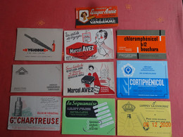 LOT 10 BUVARDS BLOTTING PAPER MÉDICAMENTS LA SEQUANAISE GRDE CHARTREUSE BAGAGES AVEZ VANDAMME PAIN EPICES LAMPES - Colecciones & Series