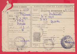 110K86 / Form 304-a Receipt Credit Declaration For Valuable Shipment 2 St. Stationery Dryanovo - Varbanovo 1971 Bulgaria - Other & Unclassified