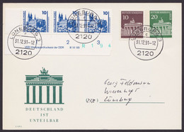 Mi-Nr. PP41B1/01, "Brandenburger Tor", 1991, Als Ortskarte. Gute Zusatzfr. - Postales Privados - Usados