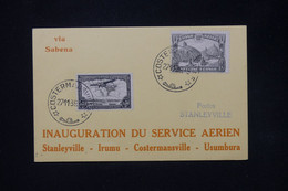 CONGO BELGE - Carte De L 'Inauguration Du Service Aérien Costermansville / Stanleyville En 1939 - L 80717 - Lettres & Documents