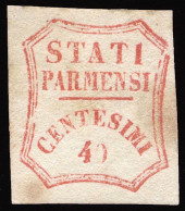 PARMA 1859 GOV. PROVVISORIO 40 CENT. * VERMIGLIO N.17 POSIZIONE 44 NUOVO TRACCIA DI LINGUELLA  - MH FINE - Parme