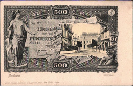 ! Geldschein Ansichtskarte, Banknoten Postkarte, Montreux, Kursaal, Schweiz, 500 Franken Motiv - Montreux