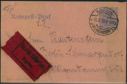 1919, 35 Pfg. Rohrpostumschlag Als Orts-Eilboten Ab BERLIN-WILMERSDORF - Autres & Non Classés