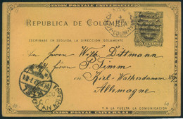 1897, INCOMING MAIL, Ganzsachenkarte Aus COLUMBIEN Nach KIEL - Autres & Non Classés