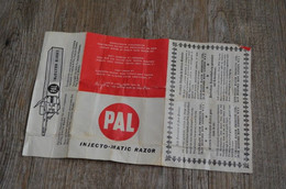 Vintage PAL Injecto-matic Razor Handleiding (double Sided Onepage Instructions) - Manuel D'instruction - Razor Blades