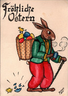 ! "fröhliche Ostern, Osterhase", 1935, Künstlerkarte Sign. Fritz Staab (1918-1942) , Handgemaltes Unikat - Andere & Zonder Classificatie