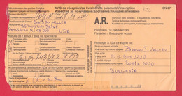 256617 / CN 07 Bulgaria 2006 Sofia - USA - AVIS De Réception /de Livraison /de Paiement/ D'inscription - Briefe U. Dokumente