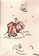 ! "kein Geld", 1935, Handgemalte Künstlerkarte Sign. Fritz Staab (1918-1942) , Handgezeichnetes Unikat - Otros & Sin Clasificación