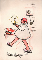 ! "Prost Neujahr", 1935/36, Handgemalte Künstlerkarte Sign. Fritz Staab (1918-1942) , Handgezeichnetes Unikat - Otros & Sin Clasificación