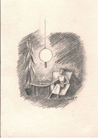! " Lampe ", 1936, Handgemalte Künstlerkarte Sign. Fritz Staab (1918-1942) , Handgezeichnetes Unikat - Andere & Zonder Classificatie