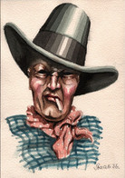 ! " Cowboy ", 1936, Handgemalte Künstlerkarte Sign. Fritz Staab (1918-1942) , Handgezeichnetes Unikat - Otros & Sin Clasificación