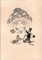 ! " Neujahr ", 1937,  Handgemalte Künstlerkarte, Sign. Fritz Staab (1918-1942) , Handgezeichnetes Unikat - Otros & Sin Clasificación