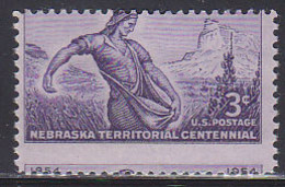 U.S.A. (1954) Man Sowing. Scotts Bluff. Scott No 1060. Yvert No 583. Nebraska Territory Centenary. Perforation Shift - Variedades, Errores & Curiosidades