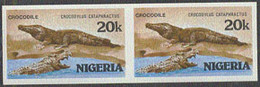 NIGERIA (1986) Crocodile. Imperforate Pair. Scott No 485, Yvert No 477. - Nigeria (1961-...)
