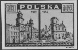 POLAND (1945) Holy Cross Church. Black Print. Scott No 379, Yvert No 460. Views Before And After WWII. - Probe- Und Nachdrucke