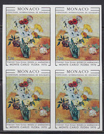 MONACO (1970) "Roses And Anemones" By Van Gogh. Imperforate Block Of 4. Scott No 766, Yvert No 817. - Sonstige