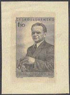 CZECHOSLOVAKIA (1951) Peter Jilemnicky. Die Proof In Black. 50th Anniversary Of Birth. Scott No 491, Yvert No 608 - Proofs & Reprints