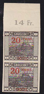 SAAR (1921) Signal Bridge, Saarbrucken. Imperforate Proof Pair With Overprint. Scott No 89. - Otros & Sin Clasificación