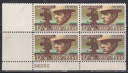 U.S.A. (1975)  D.W. Griffith. Camera. Shift Of The Color Dark Brown In A Plate Block Of 4 -> A Double Image. Scott 1555 - Variedades, Errores & Curiosidades