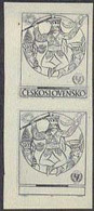 CZECHOSLOVAKIA (1971) "Zbojnik" Folk Hero. Imperforate Pair Of Die Proofs In Black. 25th Anniversary Of UNICEF. Sc 1790 - Proofs & Reprints