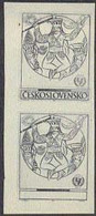 CZECHOSLOVAKIA (1971) "Zbojnik" Folk Hero. Imperforate Pair Of Die Proofs In Black. 25th Anniversary Of UNICEF. Sc 1790 - Essais & Réimpressions