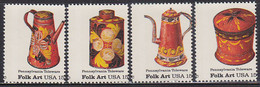 U.S.A. (1979) Toleware. Vertical Misperforation In Set Of 4 Causing Part Of Inscription On Opposite Side. Scott 1775-8. - Errors, Freaks & Oddities (EFOs)