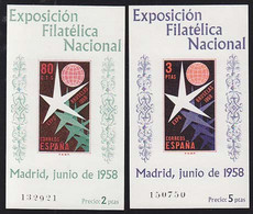 SPAIN (1958) Brussels World Fair. Set Of 2 Imperforate Souvenir Sheets (**). Scott Nos 877-8a. - Variedades & Curiosidades