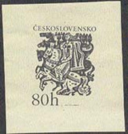CZECHOSLOVAKIA (1975) Man On Horseback. Die Proof In Black. "Pearls Of Gold" By Dubravec. Scott No 2017 - Prove E Ristampe