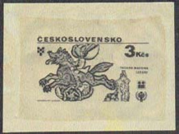 CZECHOSLOVAKIA (1979) King Riding Flying Beast. Die Proof In Black. IYC Issue. Scott No 2254, Yvert No 2349. - Essais & Réimpressions